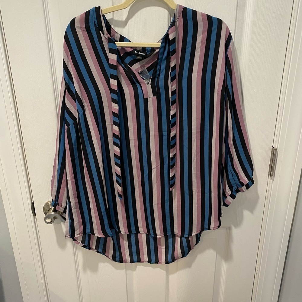 Torrid Long Sleeve Striped Blouse